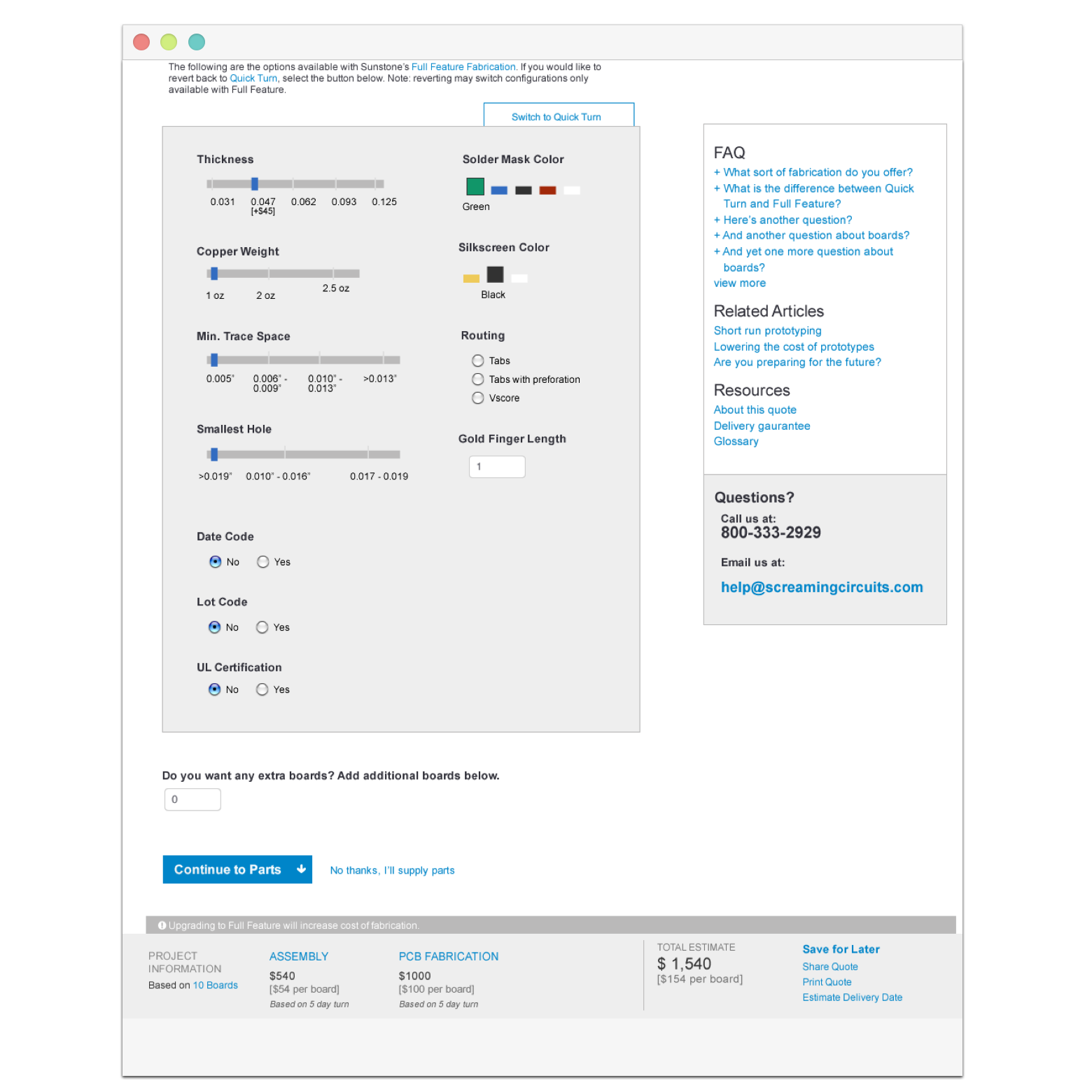 The simplified quoting flow, with smart logic guiding each specification